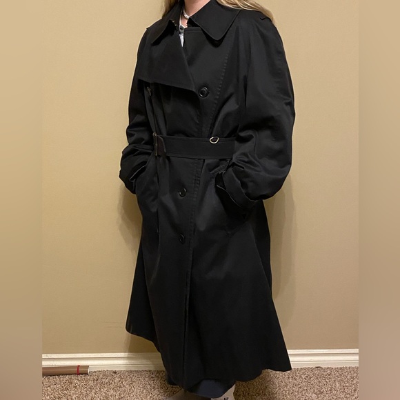 Burberrys Vintage Black 100% Wool Lined Trench Coat - Picture 14 of 15
